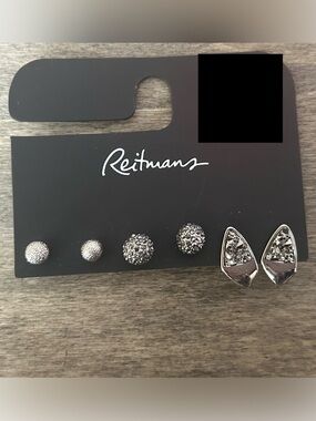 Reitmans Silver Multi-Style Stud Earring Set